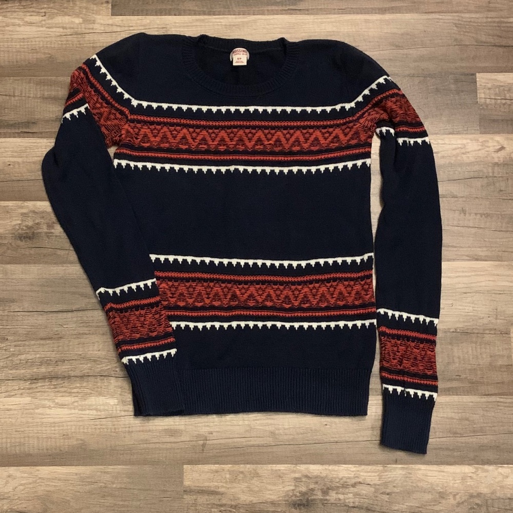 Blue, White and Orange Sweater